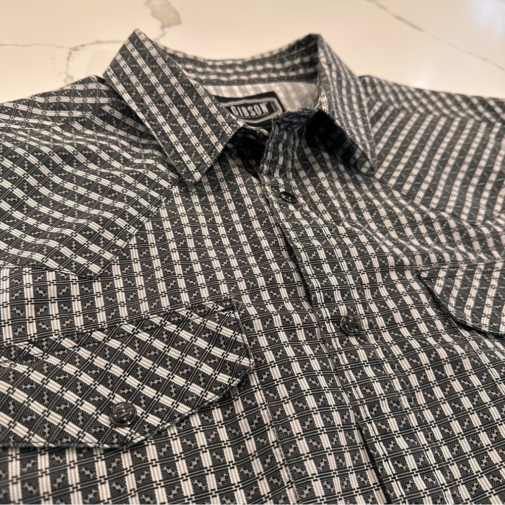 Gibson Trading Co Black Pearl Snap Western Shirt Mens XL Long Sleeve Plaid Rodeo - Picture 2 of 10